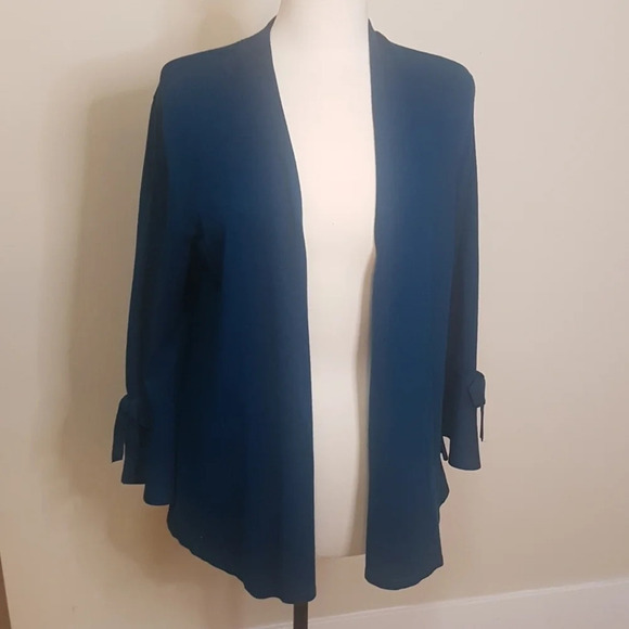 Alfani deep teal tied sleeve cardigan  sweater - Picture 3 of 8